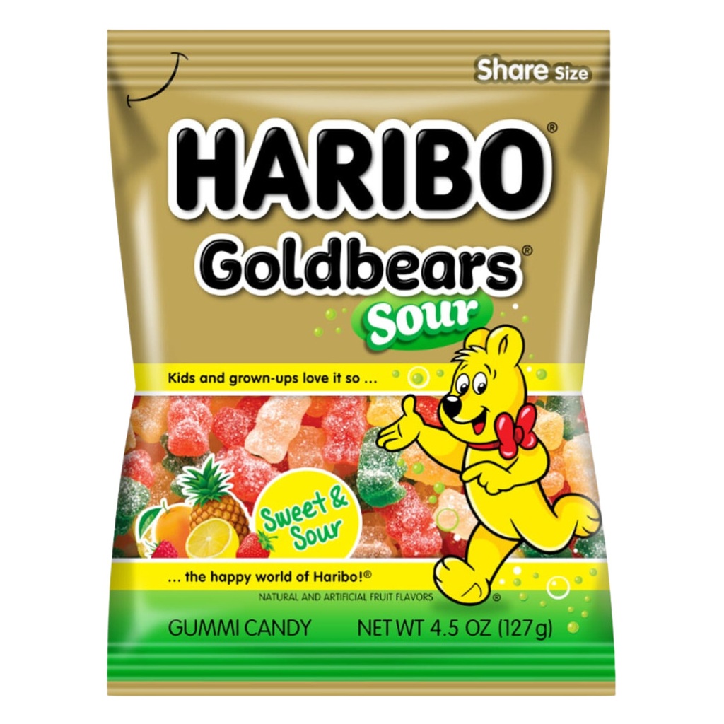 Haribo Sour Gold Bears USA Peg Bag (12x127g)