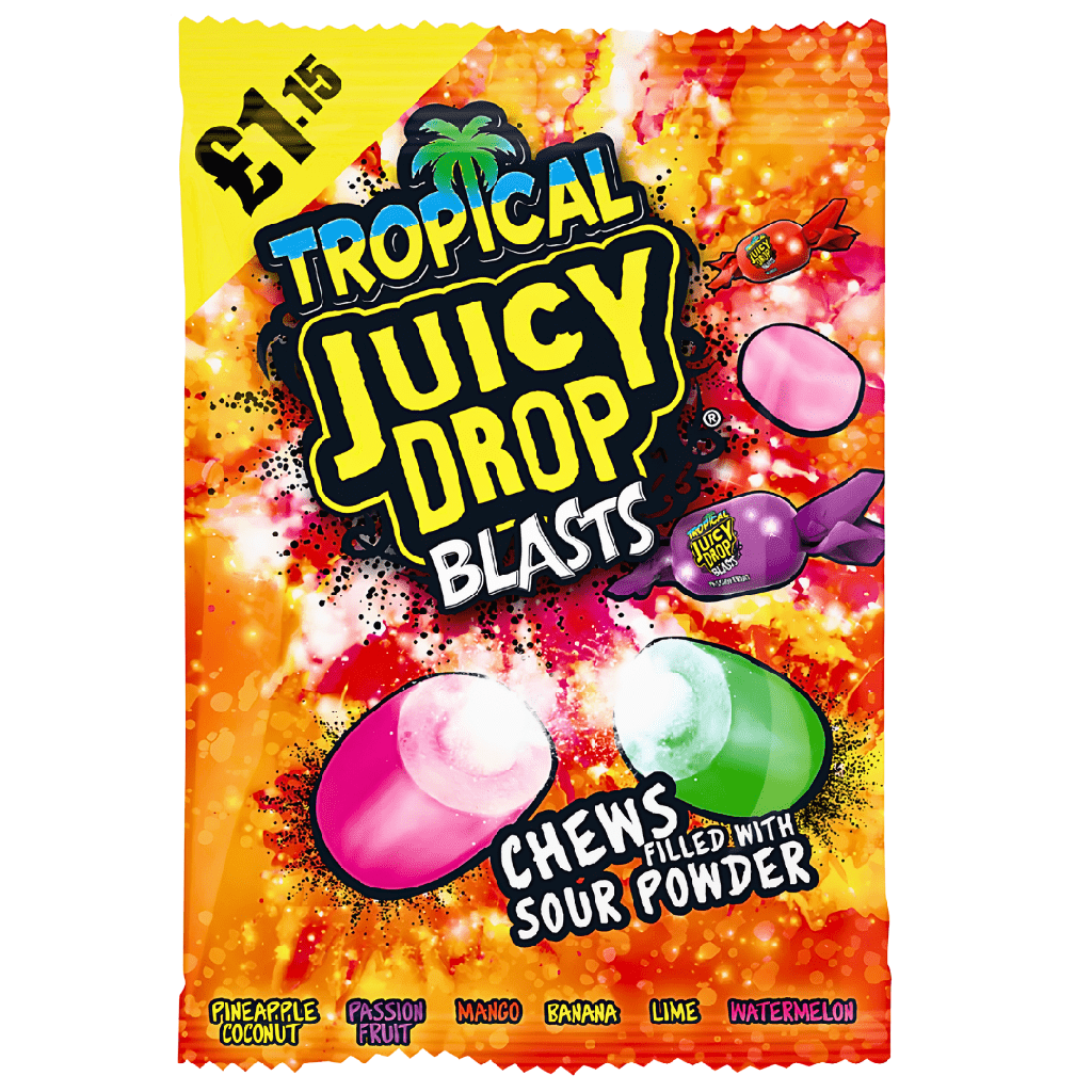 Bazooka Juicy Drop Blasts Tropical Flavour (12x120g) (PMP £1.15)