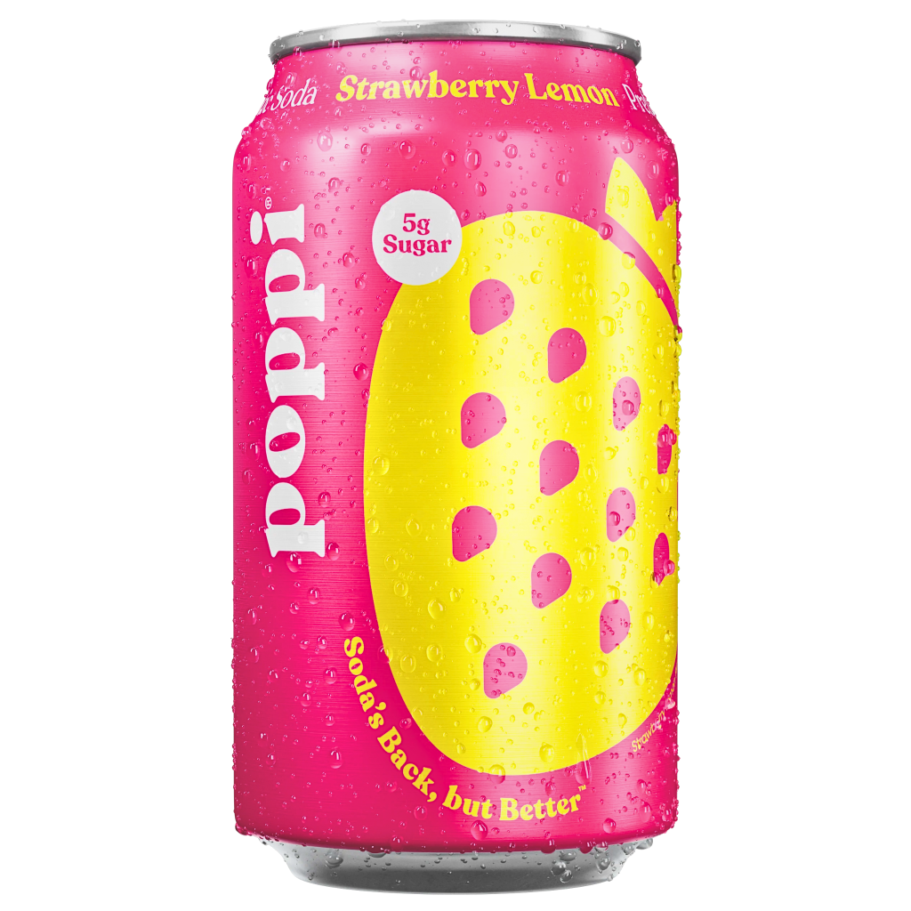 Poppi Strawberry Lemon Flavour Prebiotic Soda USA (12 x 355ml)