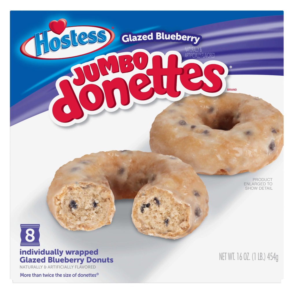 Hostess Jumbo Donettes Glazed BlueBerry USA (1x454g) **Single**