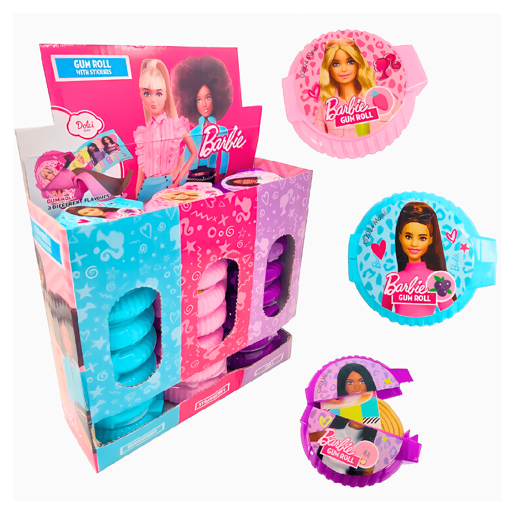 Barbie Gum Roll Chewing Gum With Sticker (24x15g)