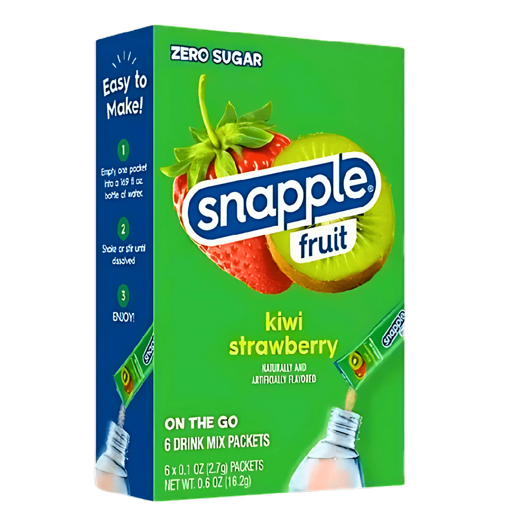 Snapple Fruit Drink Mix Kiwi Strawberry Flavour Zero Sugar Sachets USA (6 Sticks) (12×16.2g)