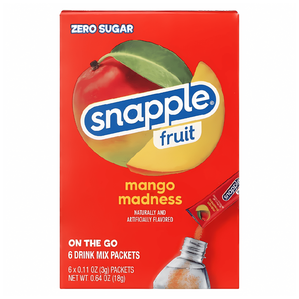Snapple Fruit Drink Mix Mango Madness Flavour Zero Sugar Sachets USA (6 Sticks) (12x18g)