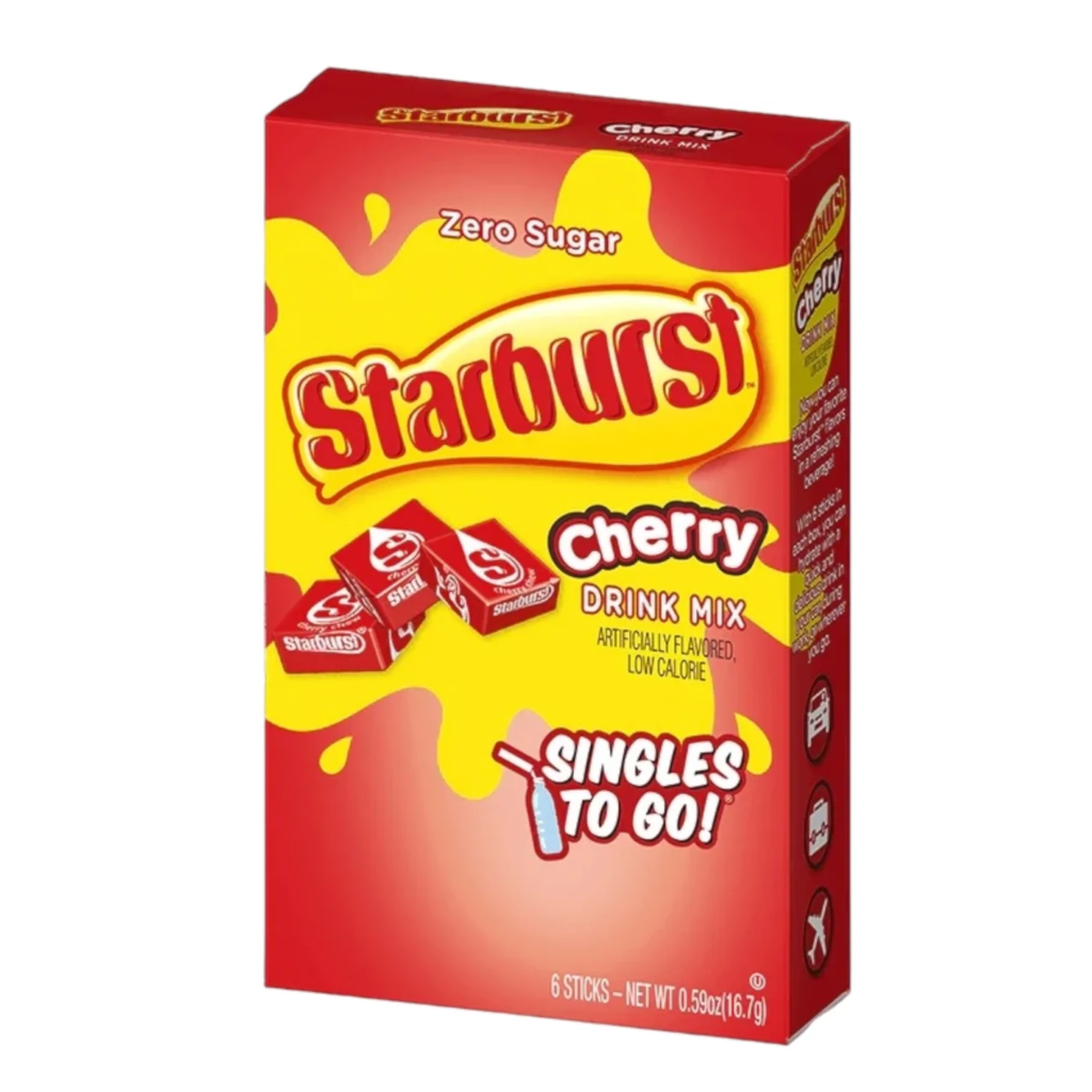 Starburst Drink Mix Cherry Flavour Zero Sugar Sachets USA (6 Sticks) (12×16.7g)