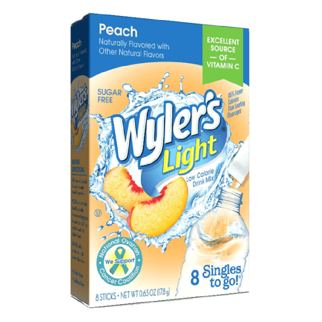 Wyler’s Light Drink Mix Peach Flavour Zero Sugar Sachets USA (8 Sticks) (12×17.8g)
