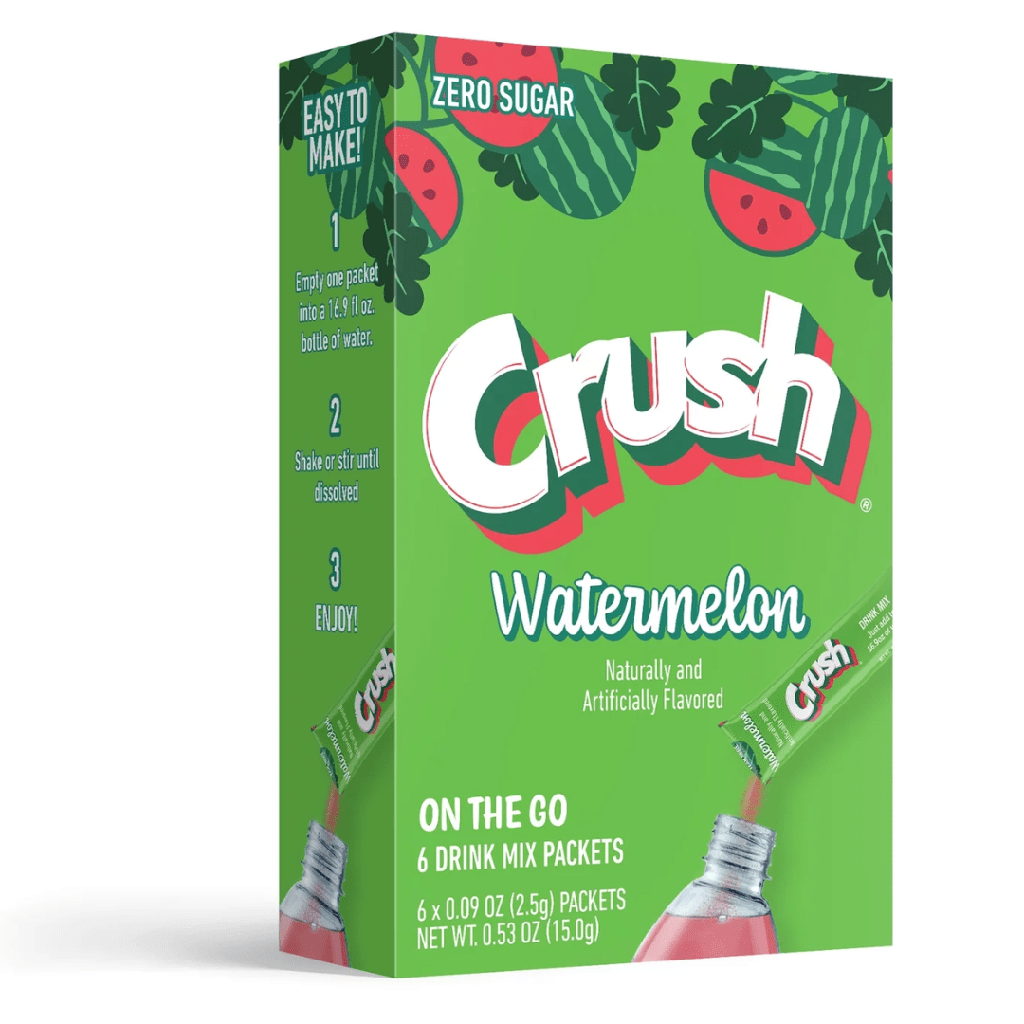Crush Drink Mix Watermelon Flavour Zero Sugar Sachets USA (6 Sticks) (12x15g)