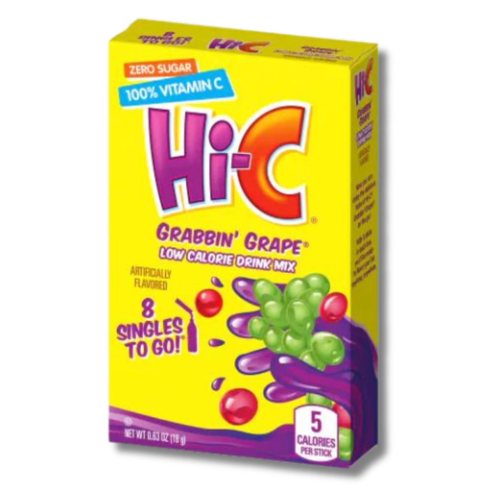 Hi-C Drink Mix Grabbin Grape Flavour Zero Sugar Sachets USA (8 Sticks) (12x18g)