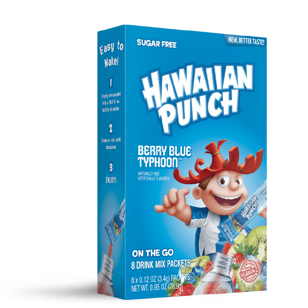 Hawaiian Punch Drink Mix Berry Blue Typhoon Flavour Zero Sugar Sachets USA (8 Sticks) (12×26.9g)