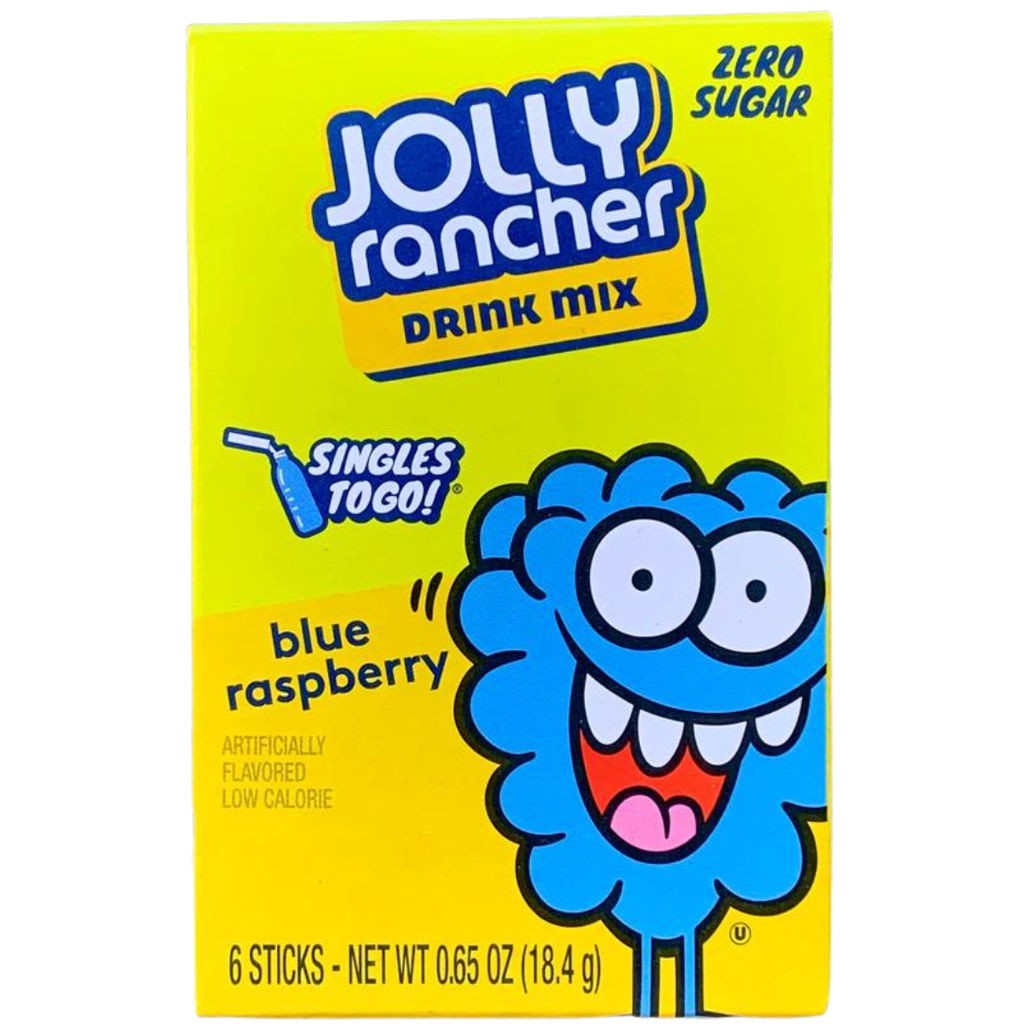 Jolly Rancher Drink Mix Blue Raspberry Flavour Zero Sugar Sachets USA (6 Sticks) (12×18.4g)