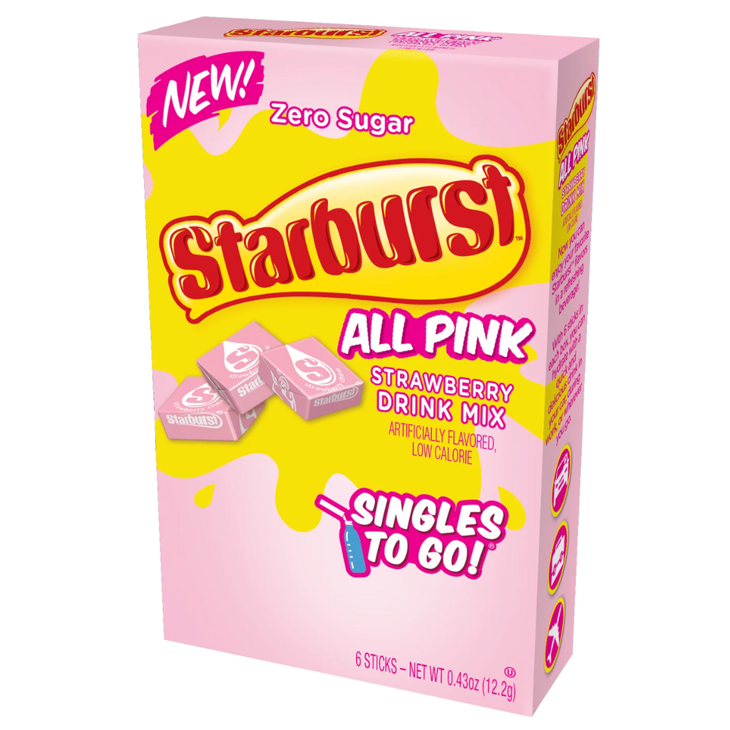 Starburst Drink Mix All Mix Pink Strawberry Flavour Zero Sugar Sachets USA (6 Sticks) (12×12.2g)