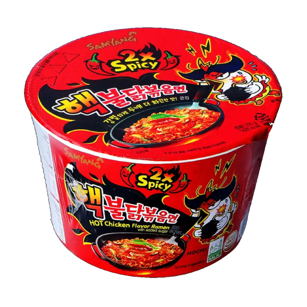 Samyang Buldak Hot Chicken Ramen Big Bowls 2X Spicy Flavour Korea (16x105g)
