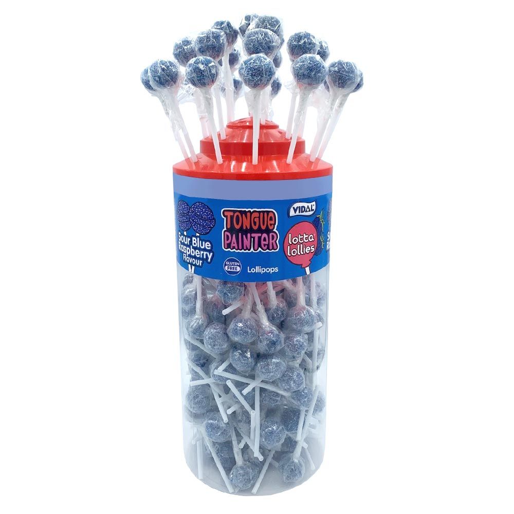 Vidal Zoom Tongue Painter Sour Blue Raspberry Lollipop (150pack)
