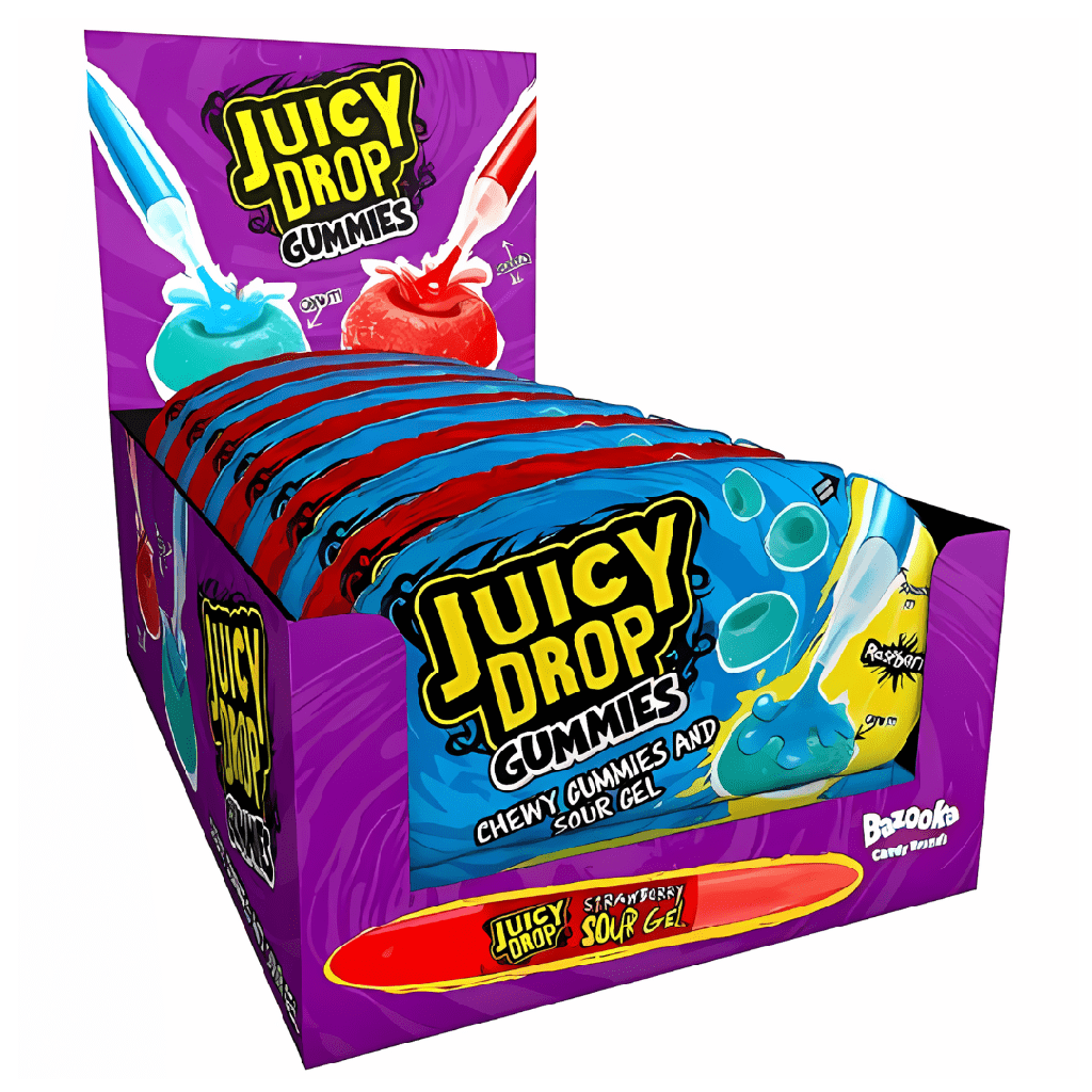 Bazooka Juicy Drop Gummies Chewy Gummies And Sour Gel (12x57g)