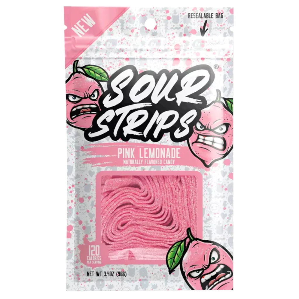 Sour Strips Pink Lemonade Flavoured Peg Bag USA (12x96g)