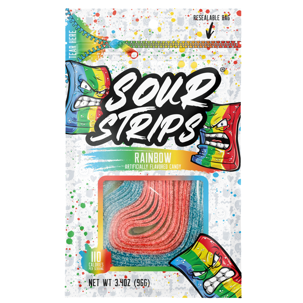 Sour Strips Rainbow Flavoured Peg Bag USA (12x96g)