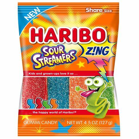 Haribo Peg Bag Zing Sour Steamers USA (12×127g)