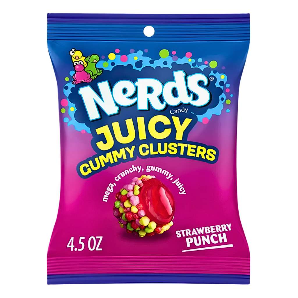 Nerds Juicy Gummy Clusters Strawberry Punch Peg Bag pack USA (12x127g)