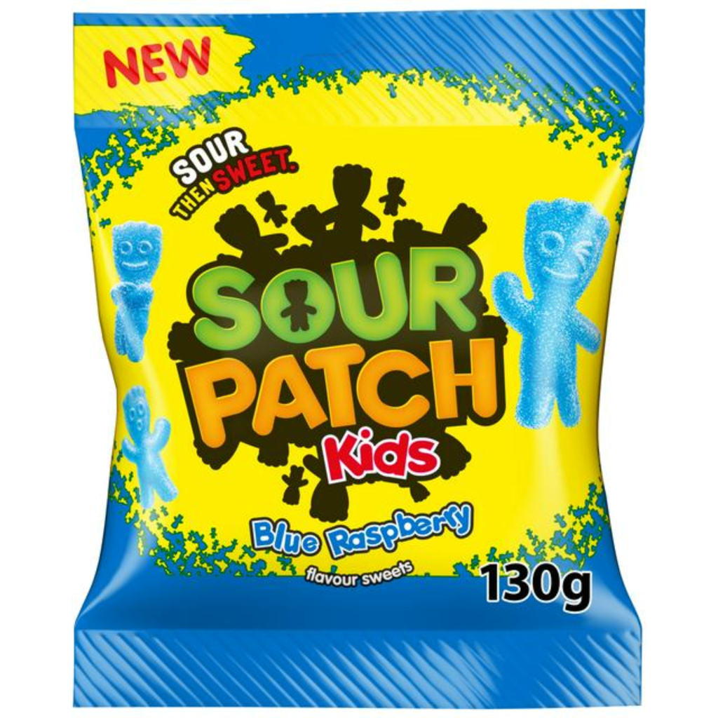 Sour Patch Kids Blue raspberry UK Peg Bags (10x130g)