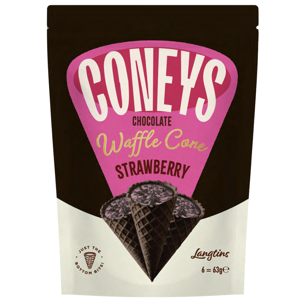 Coneys Chocolate Waffle Cone Strawberry Flavour (12 x 63g)