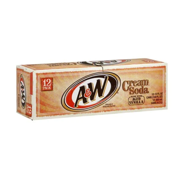 A&W Cream Soda Cans USA 12oz (12x355ml)