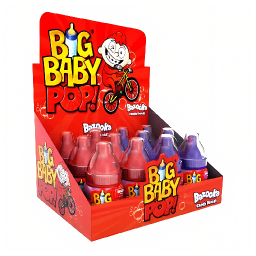 Bazooka Big Baby Pop Black Current And Strawberry Flavour (12x32g)