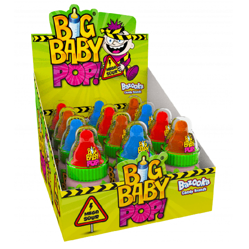Bazooka Big Baby Pop Mega Sour Flavour (12x32g)