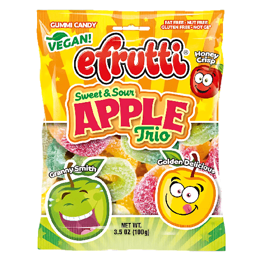 eFrutti Apple Trio Sweet & Sour Flavour Peg Bag USA (12x100g)