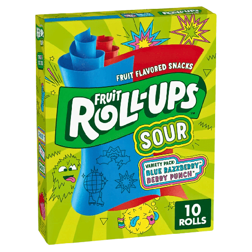 Fruit Roll Ups Sour Variety Pack Blue Razzberry & Berry Punch USA (10 Rolls) (10x141g)