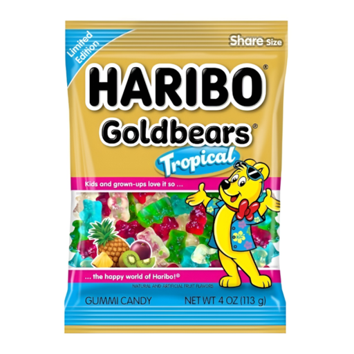 Haribo Gold Bears Tropical Flavour Peg Bag USA (12x113g)