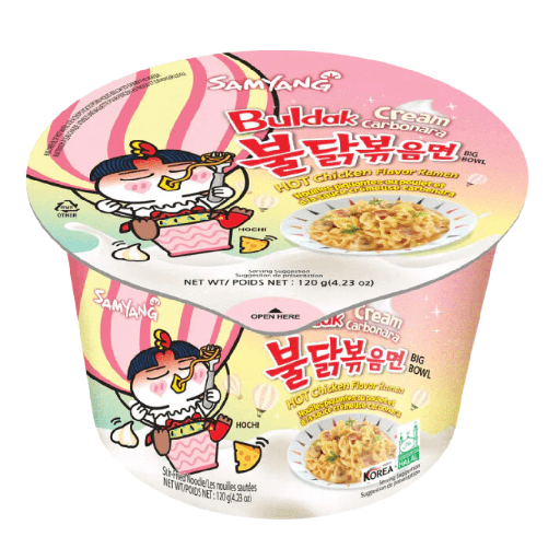 Samyang Buldak Hot Chicken Ramen Big Bowl Cream Carbonara Flavour Korea (16x120g)
