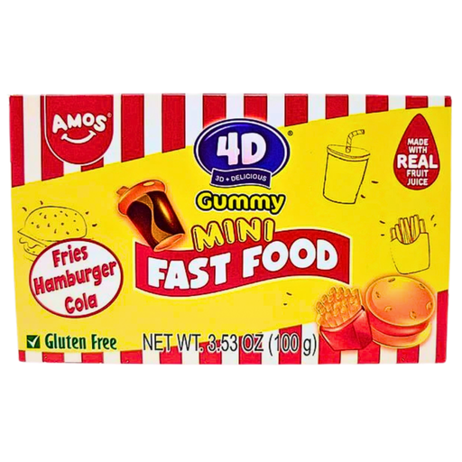 4d Amos Fruit Gummy Mini Fast Food Theatre Box 3.53oz (12 x 100g)boxes