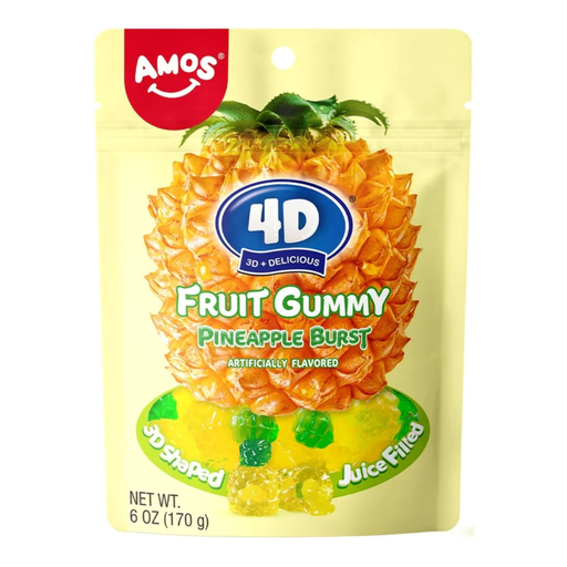 4d Amos Fruit Gummy Pineapple Burst 6oz USA (12x170g) (25/04/2026)