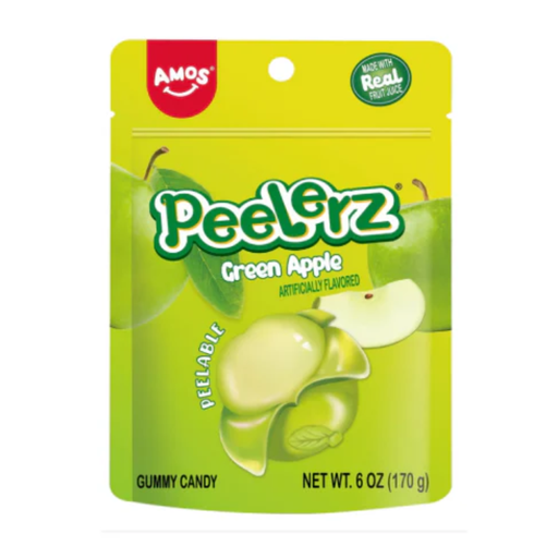 Amos Peelerz Green Apple Peg Bag 6oz USA (12x170g)