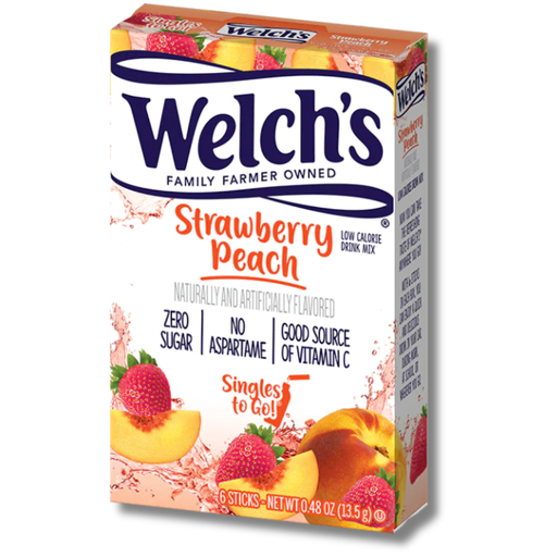 Welch’s Drink Mix Strawberry Peach Fruit Flavour Zero Sugar Sachets USA (6 Sticks) (12×13.5g)