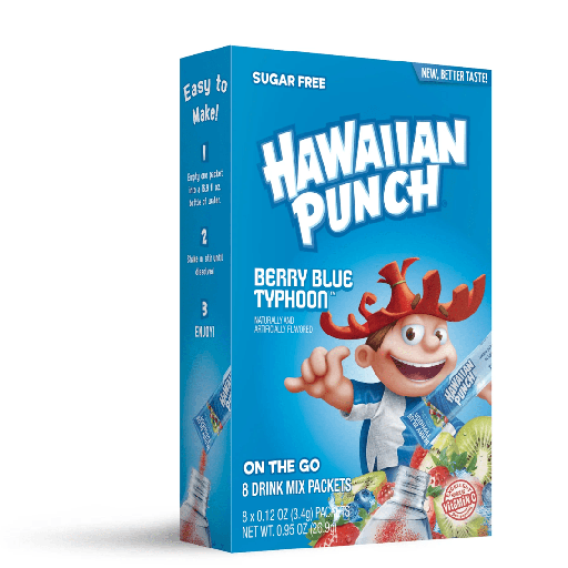 Hawaiian Punch Drink Mix Berry Blue Typhoon Flavour Zero Sugar Sachets USA (8 Sticks) (12×26.9g)