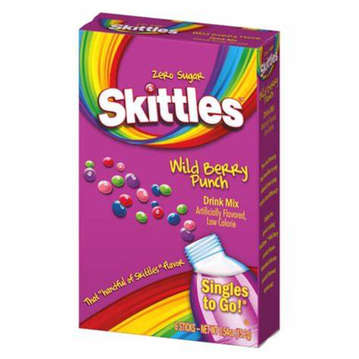 Skittles Drink Mix Wild Berry Punch Zero Sugar Sachets USA (6 Sticks) (12×15.2g)