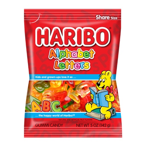 Haribo Alphabet Letters Peg Bag 5oz (12×142g) USA