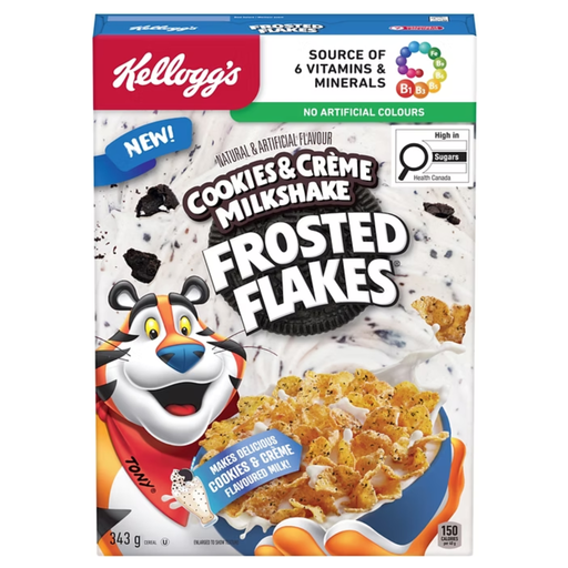 Kellogg’s Cookie & Cream Milk Shake Frosted Flakes USA Cereal (12 x 343g)