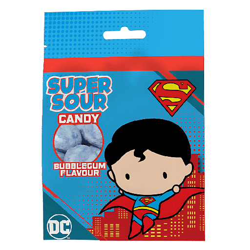 Superman Super Sour Bubble-gum Flavour Candy (12x90g)