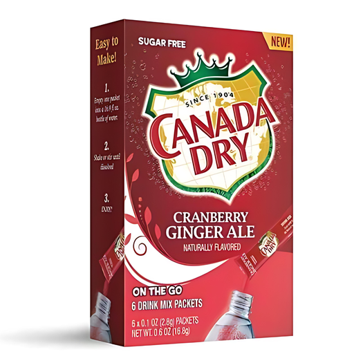 Canada Dry Drink Mix Cranberry Ginger Ale Flavour Zero Sugar Sachets USA (6 Sticks) (12×16.8g)