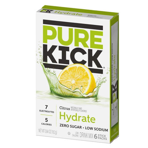 Pure Kick Drink Mix Citrus Flavour Zero Sugar Sachets USA (6 Sticks) (12×18.2g)