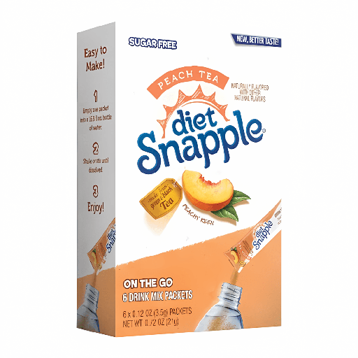 Snapple Diet Drink Mix Peach Tea Flavour Zero Sugar Sachets USA (6 Sticks) (12x21g)