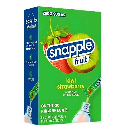 Snapple Fruit Drink Mix Kiwi Strawberry Flavour Zero Sugar Sachets USA (6 Sticks) (12×16.2g)
