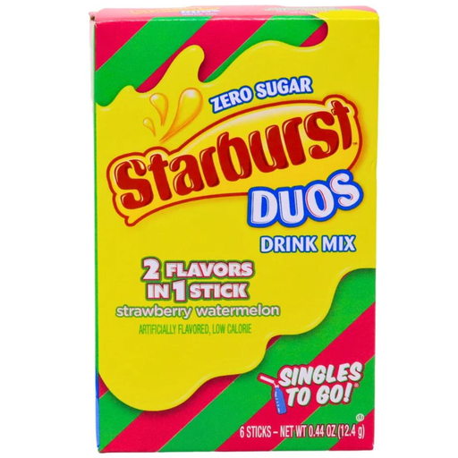 Starburst Duos Drink Mix Strawberry Watermelon Flavour Zero Sugar Sachets USA (6 Sticks) (12×12.4g)