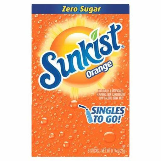 Sunkist Drink Mix Orange Flavour Zero Sugar Sachets USA (6 Sticks) (12x21g)