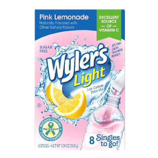 Wyler’s Light Drink Mix Pink Lemonade Flavour Zero Sugar Sachets USA (8 Sticks) (12×30.9g)
