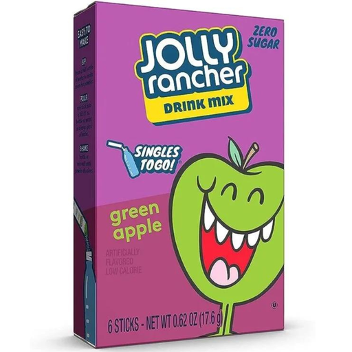 Jolly Rancher Drink Mix Green Apple Flavour Zero Sugar Sachets USA (6 Sticks) (12×17.6g)