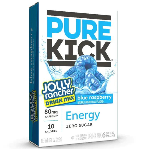 Pure Kick Jolly Rancher Drink Mix Blue Raspberry Flavour Zero Sugar Sachets USA (6 Sticks) (12×22.3g)