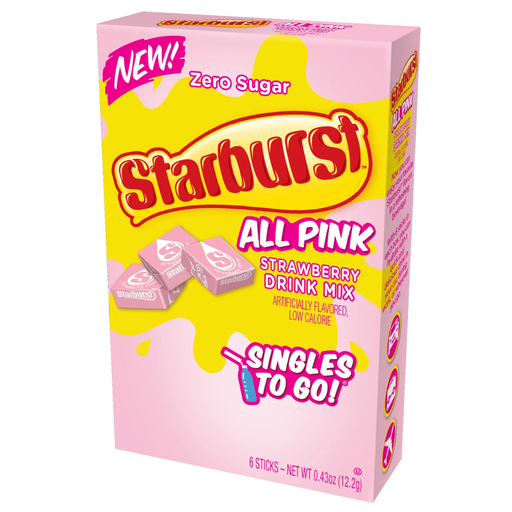 Starburst Drink Mix All Mix Pink Strawberry Flavour Zero Sugar Sachets USA (6 Sticks) (12×12.2g)