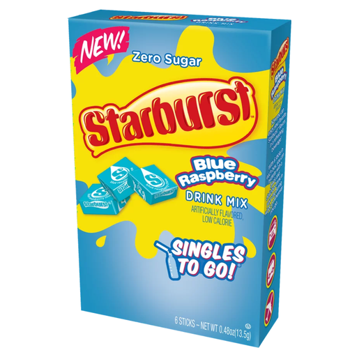 Starburst Drink Mix Blue Raspberry Flavour Zero Sugar Sachets USA (6 Sticks) (12×13.5g)